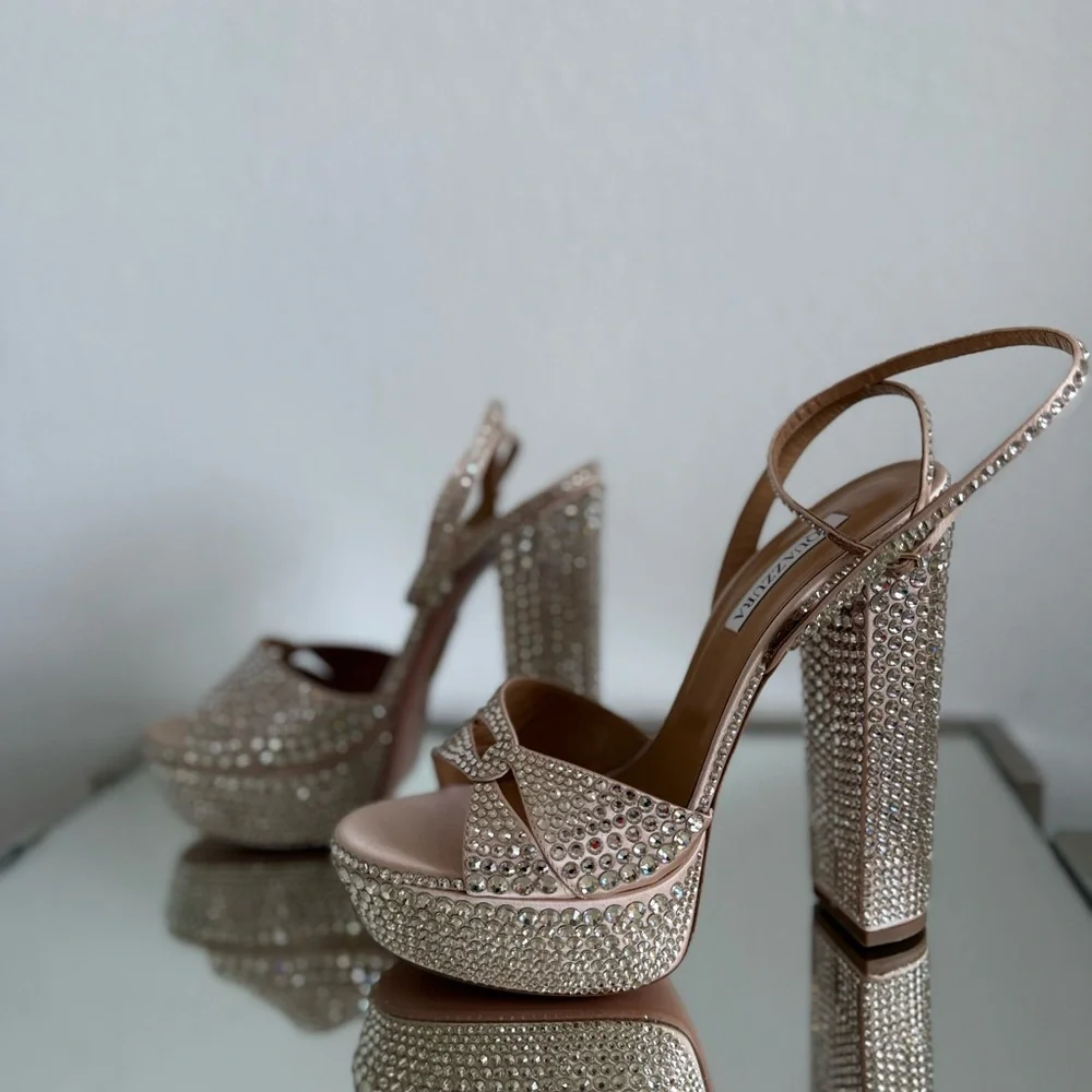 New AQUAZZURA Sinner Crystal Plateau 140 41 $2,495